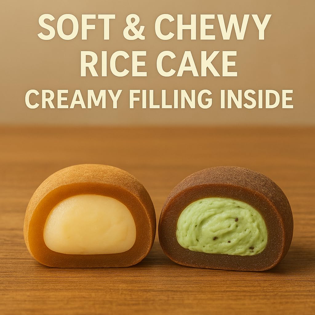Mochi – Tiramisu & Creme & Mint Chocolate Chip – Soft Japanese Style Rice Cake Snack with Creamy Filling – Gluten-Free, Low-Fat Asian Dessert Treat (12 Pieces per Bag) total 2 Pack