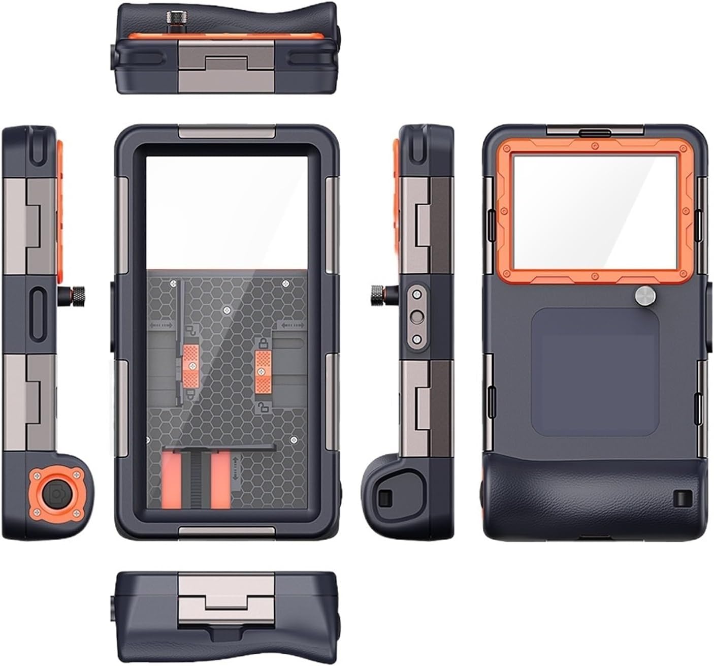 IP68 Standard 15M/50ft Diving/Swimming Photography Professional Diving Waterproof Phone Case(Black Orange)