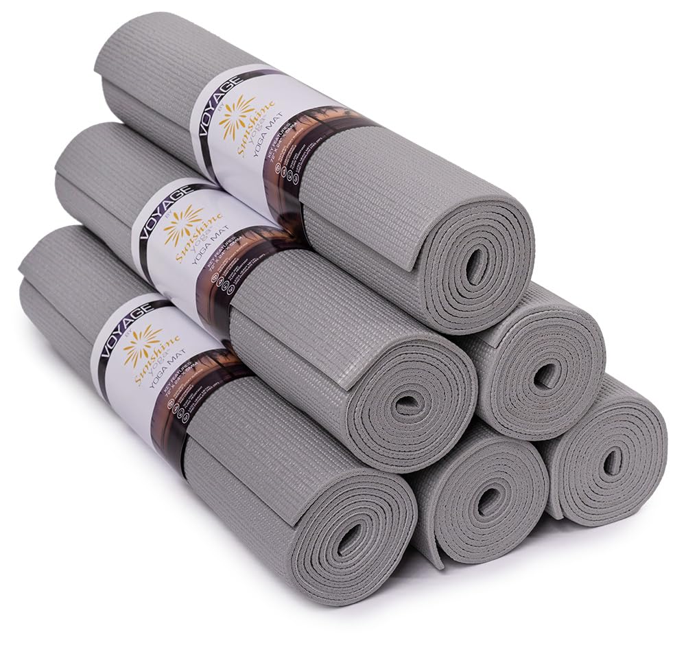 'Sunshine Yoga Voyage Yoga Mat, 6 Pack, 72'' x 24'' Professional Studio and Gym Bulk Yoga Mats, 5mm Thick, Durable, Anti-Tear, Non Slip Fitness and Exercise Mats'