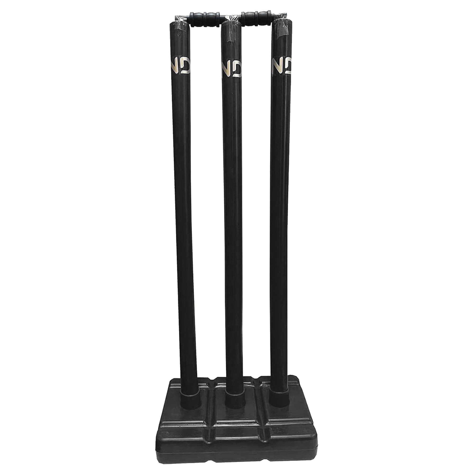 22YardsPro 22YARDPRO Cricket Stumps with Base – Heavy Duty Plastic Cricket Wickets with Bails, Stable Cricket Stump Set for Practice, Training, Backyard & Nets (Black, Senior (Full Size))