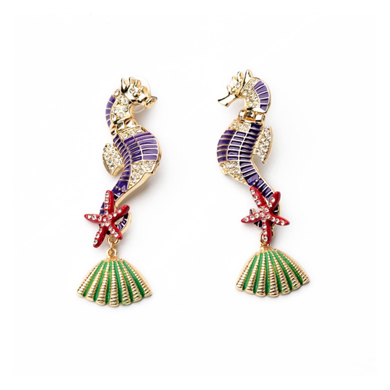 HJMMHX Pendientes de Mujer con Forma de Concha de mar y Estrella de mar, Pendientes de Moda para Mujer, Pendientes de joyería