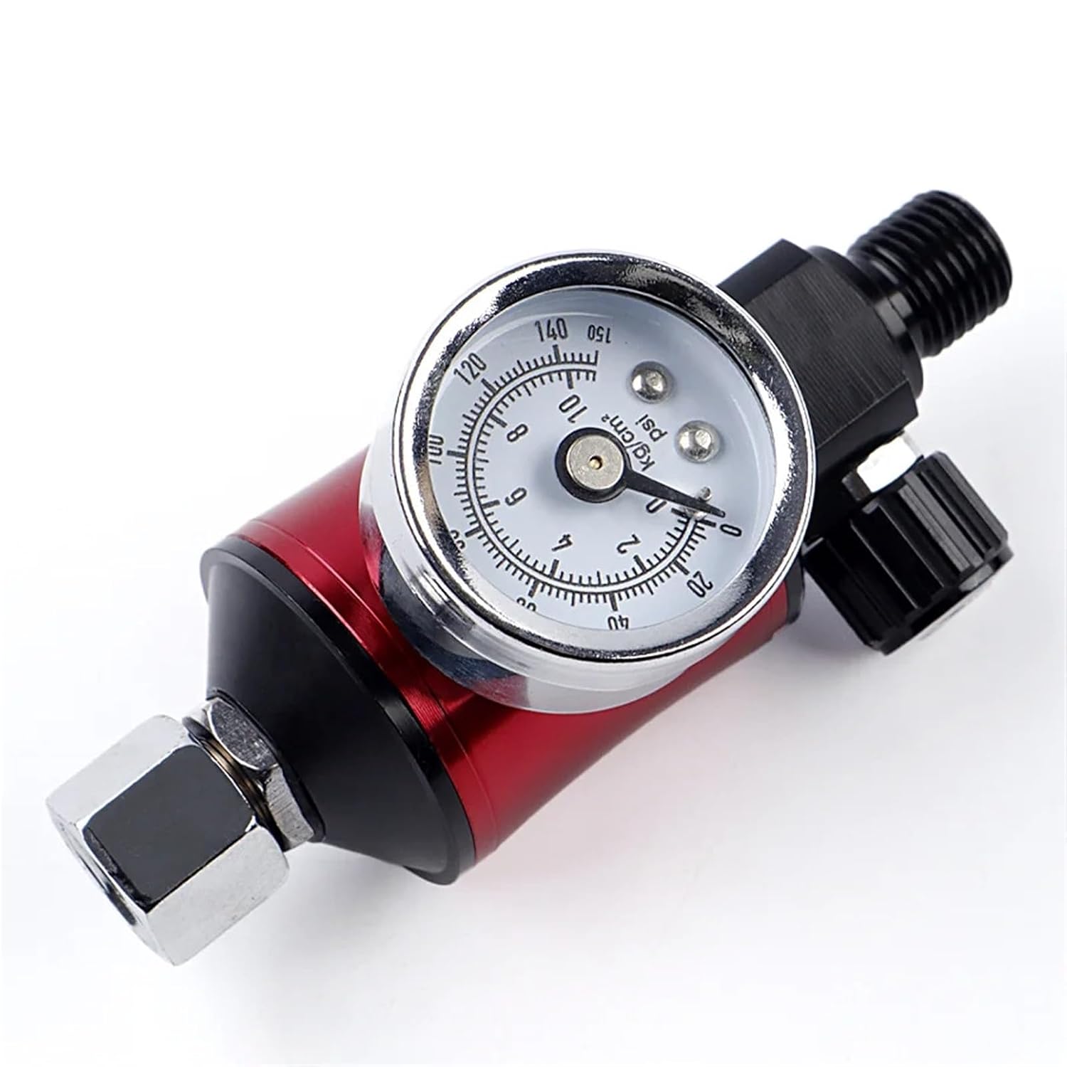 Spray Gun Air Regulator with Filtration Function Oil-Water Separator Pneumatic Paint Gun Pressure Regulator Gauge Spray Tool(Red)