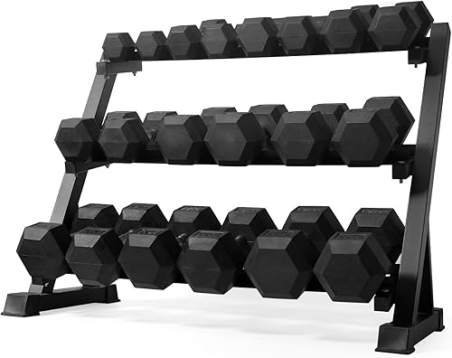 Miniatura 21 de RitFit 5-780LBS Rubber Coated Hex Dumbbell Weight Set with Rack for Home Gym, Strength Training, Workouts