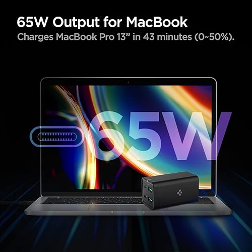 Miniatura 3 de Cargador USB C, Spigen 65 W GaN III Estación de carga USB C de 4 puertos, USB-C PDUSB-A carga rápida para MacBook iPad M2 M1 Pro Air iPhone 16 15 14