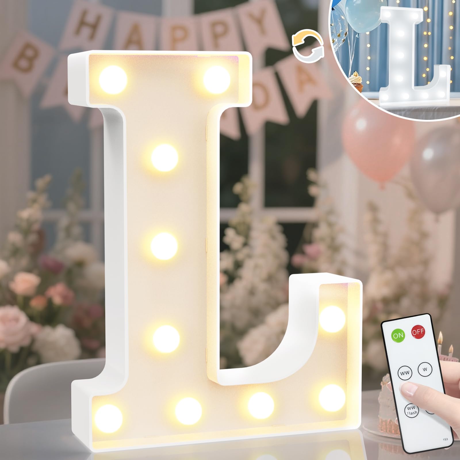 8.8" Decorative LED Light Up Numbers, Marquee Numbers Lights for 7th Birthday Decorations, Lighted Number Sign for Birthday Party Night Lights Wedding Anniversary Home Wall Decor, White Number 7 — view 65