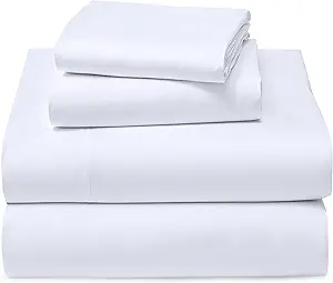 RUVANTI 100% Cotton Full Size Bed Sheets, 4 Pieces, Soft & Breathable Percale Weave Bedding, Deep Pocket 16", Hotel Standard, Crisp Cool Feel, Durable, Perfect Sheet Set Dyed, Milky White
