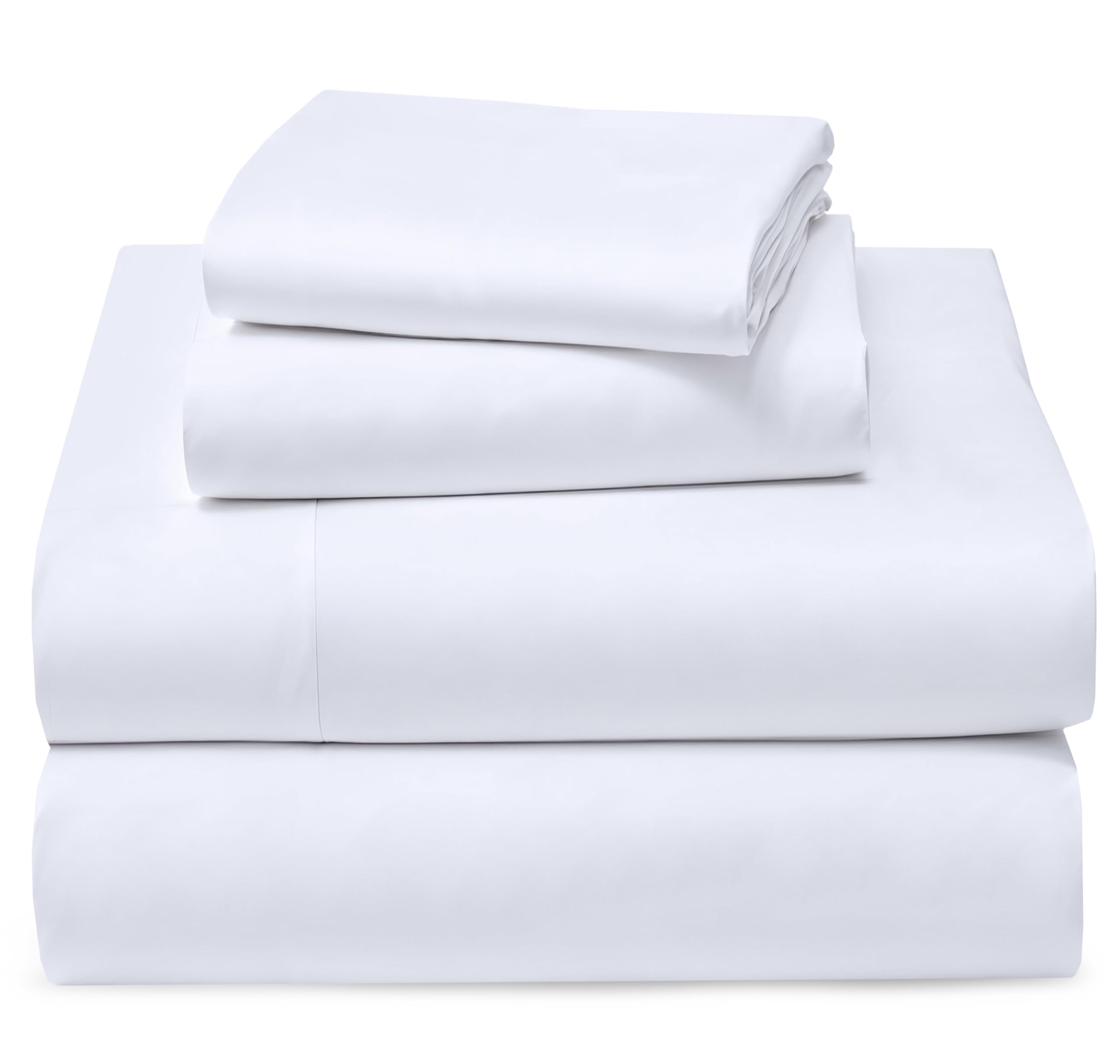 RUVANTI 100% Cotton Sheets – Queen Size Percale Bedding, Cooling &amp; Breathable, Durable with a Crisp, Soft &amp; Comfortable Feel, 16" Deep Pocket, 4-Piece Set, Milky White