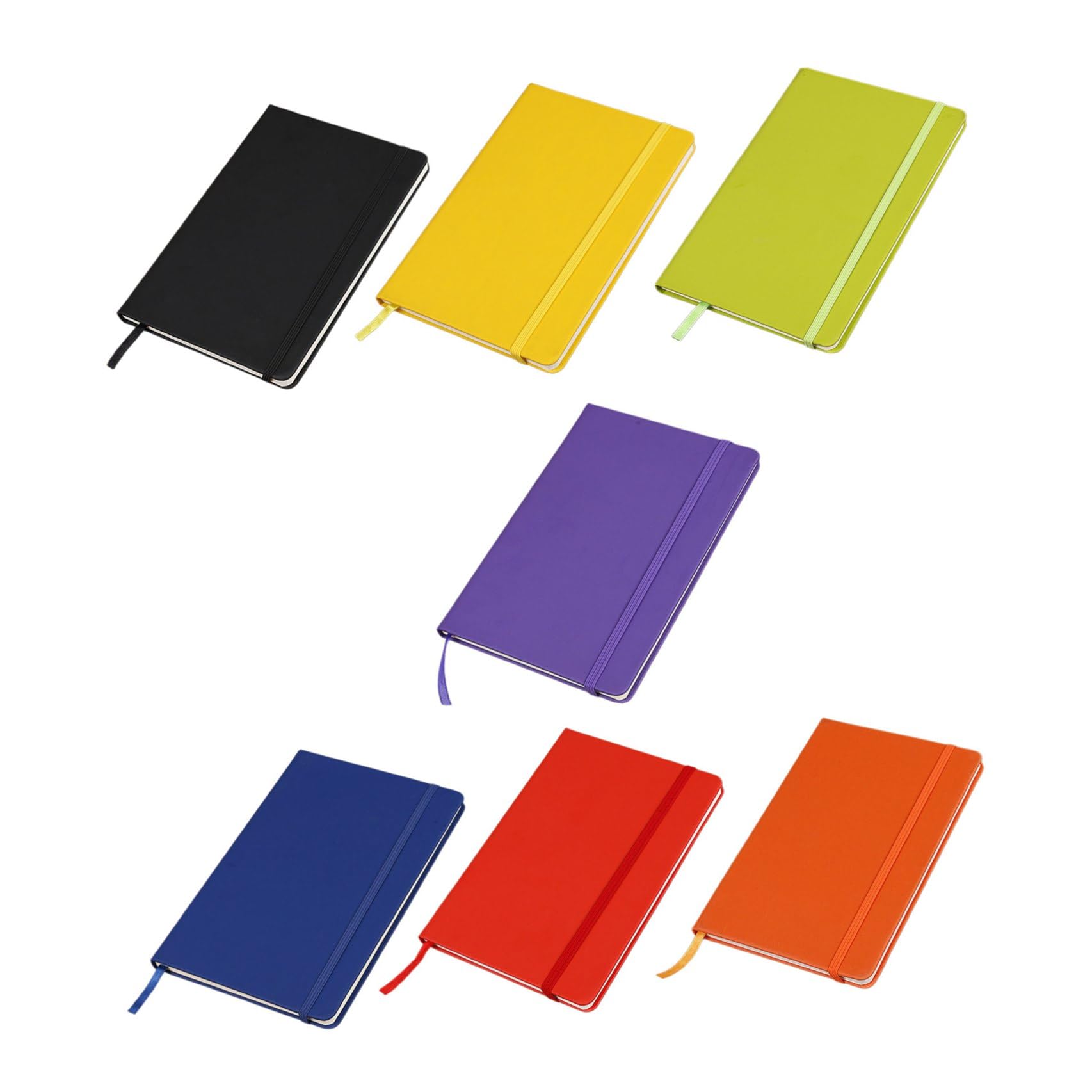 Set da 7 Quaderni Tascabili A6 con Righe e Fascia Elastica, Quaderni Piccoli in Carta Pu per Studenti e Viaggi, Blocchi Note Multifunzione per Riunioni e Appunti