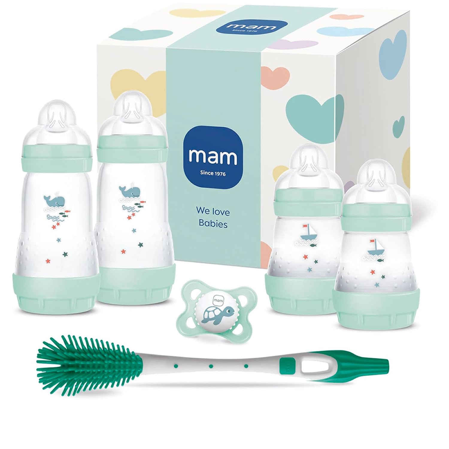 MAM Botella anticólicos de 160 ml y 260 ml, juego de 3 unidades con tetina tamaño 1 desde el nacimiento