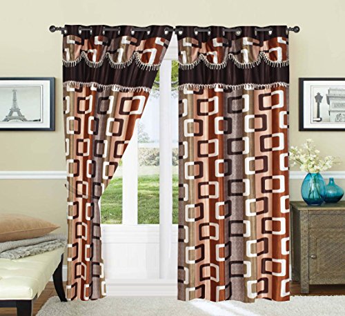 Image of K 2 6 Creations -1 Piece Polyester Box lace Bedroom Curtain for Long Door (4 x 9 Feet Brown)