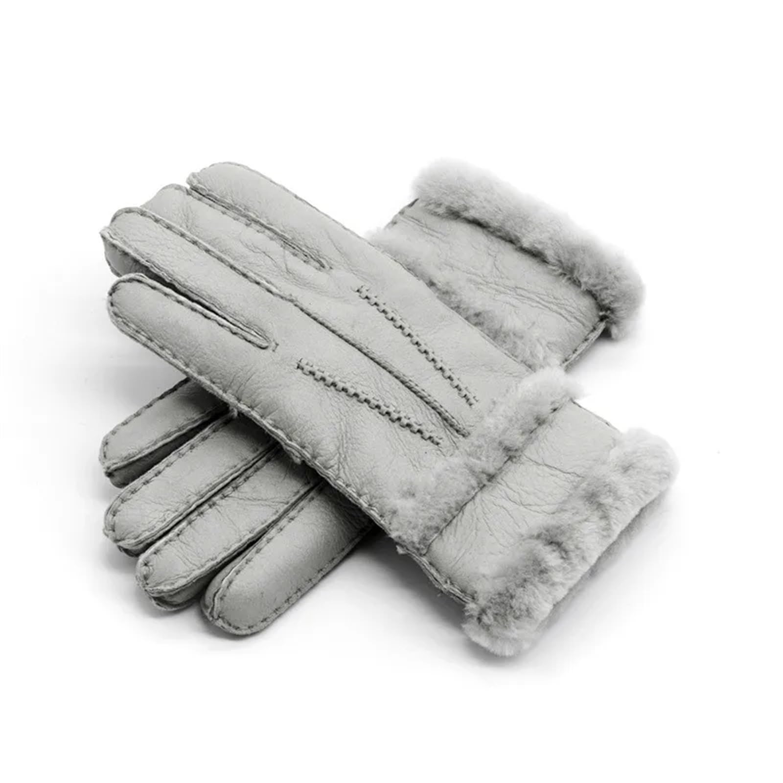 ZGXNYI Ski Glove Winter Mitten Gloves for Women Men Real Cashmere Fur Warm Gloves Ladies Full Finger Leather Snow Gloves(4)