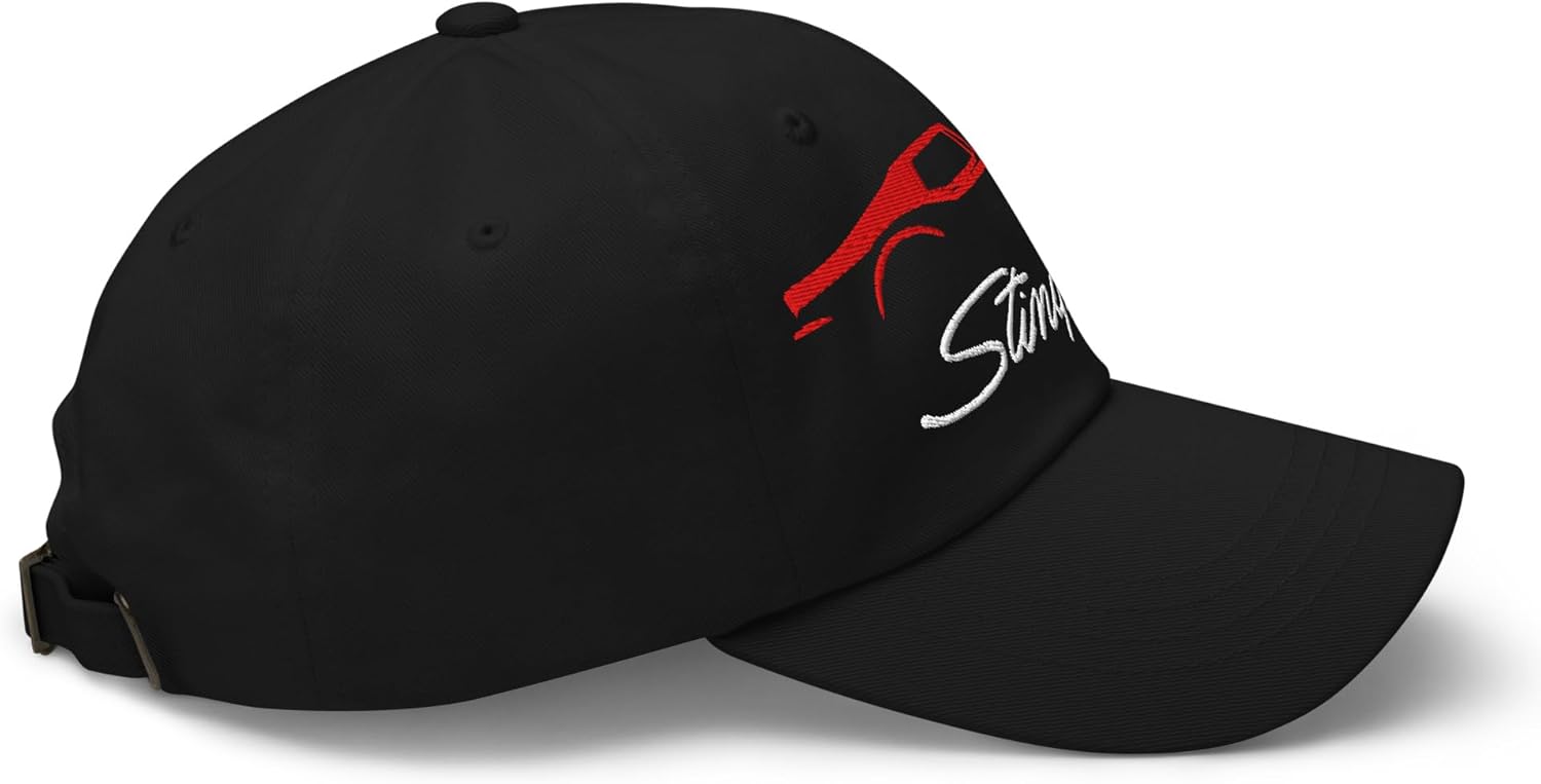 Red C3 Sports Car Sports Car Stingray Silhouette 3rd Gen Sports Car Driver Custom Embroidered Dad hat