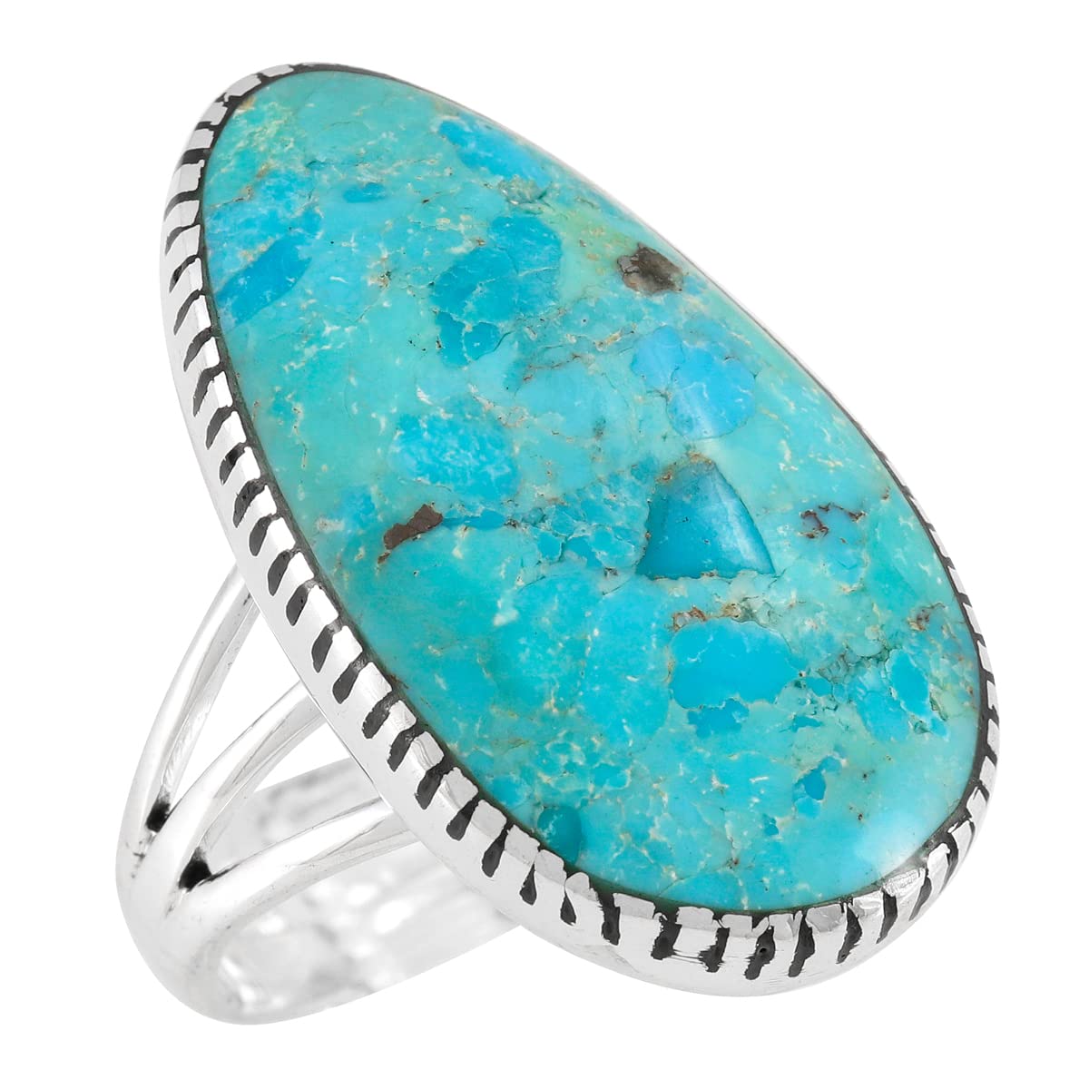 Turquoise Ring Sterling Silver 925 Genuine Gemstones Size 6 to 11