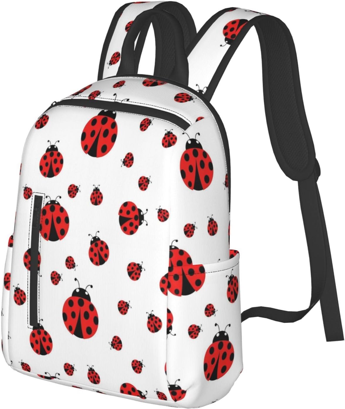 Backpack For Women Men Ladybug red black dots white Casual Backpack Laptop Bookbag For College Travel Business