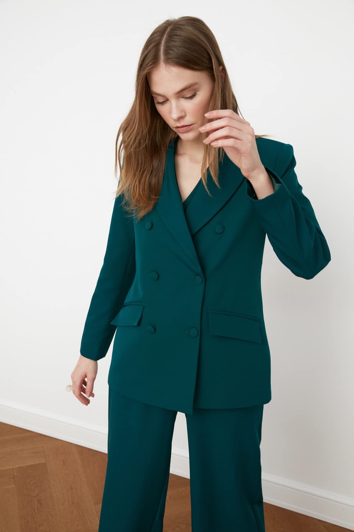 Trendyol Black Button Detailed Jacket Trendyol Giacca Nera con Bottoni, Nero, Donna