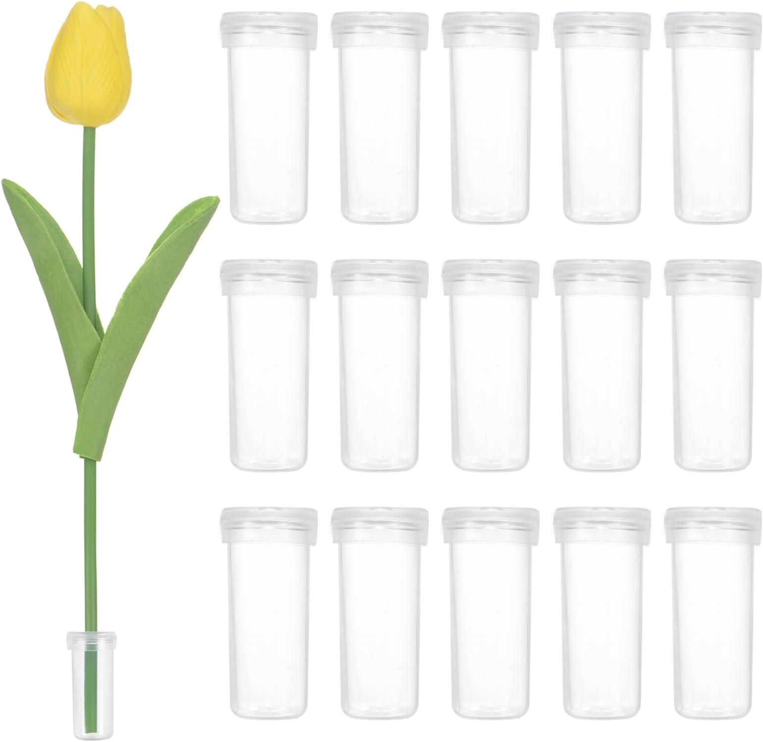 M METERXITY 50-Pack Floral Water Tubes, 1.6 Inch 7ml Plastic Flower Tubes with Caps for Flower Arrangements
