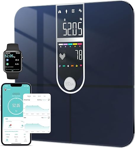Báscula inteligente para peso corporal, pantalla doble, báscula digital de baño de alta precisión, analiza 17 métricas de composición corporal,