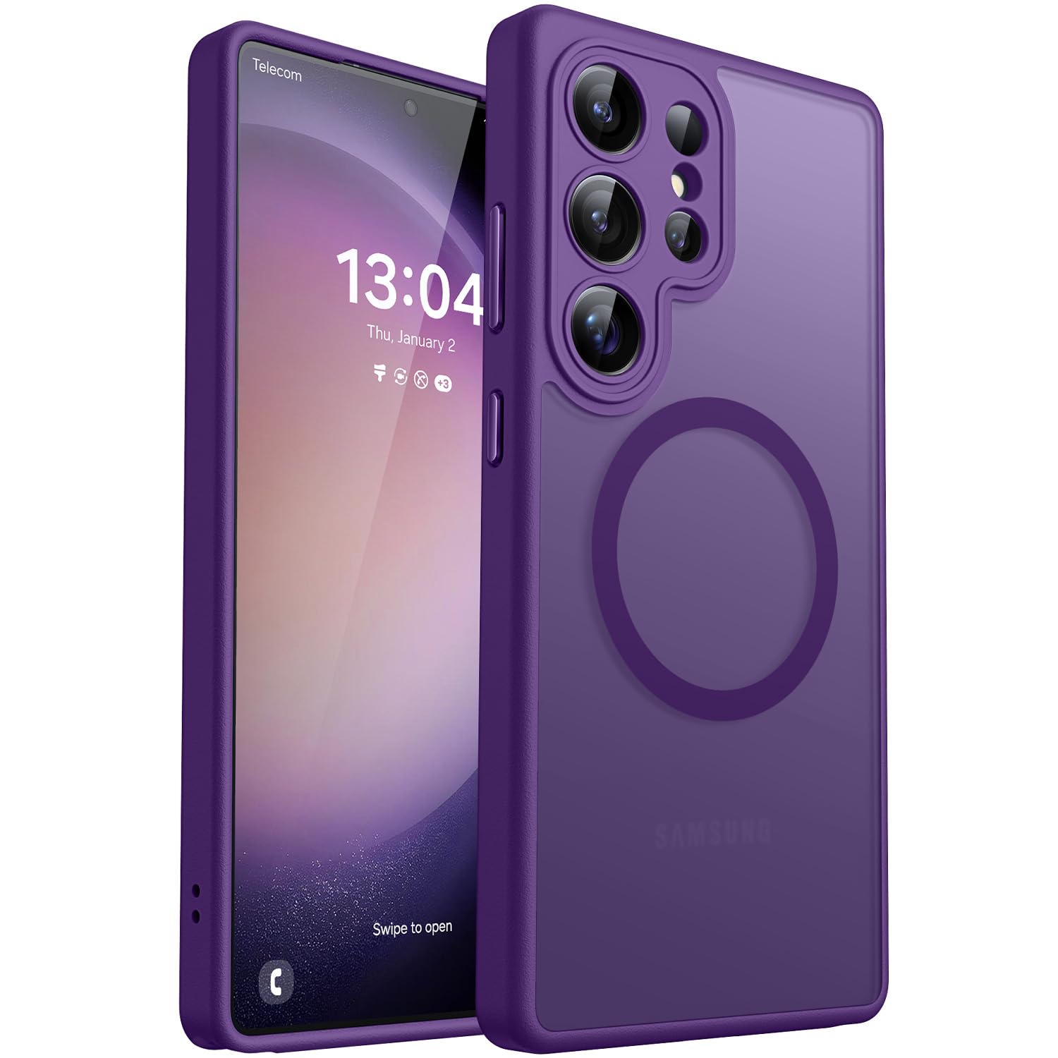CANSHN Magnetic Shockproof for Samsung Galaxy S23 Ultra Case Deep Purple