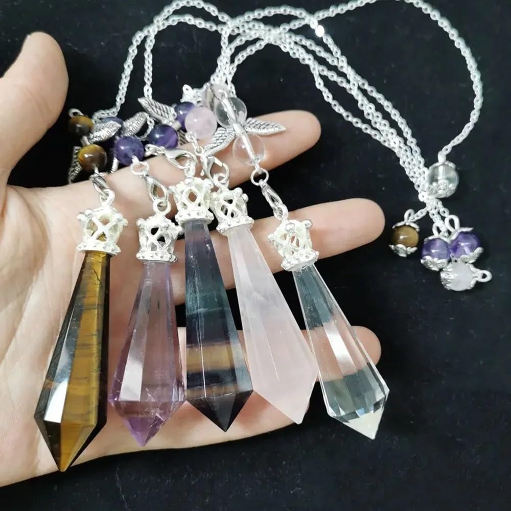 AtkitS Kristall Natürliche Kristall Pendel Facette Edelstein Pendulos Schmuck Anhänger Reiki Steine ​​für Heilung Wünschelruten Weissagung (Color : Amethyst, Size : 1PC)