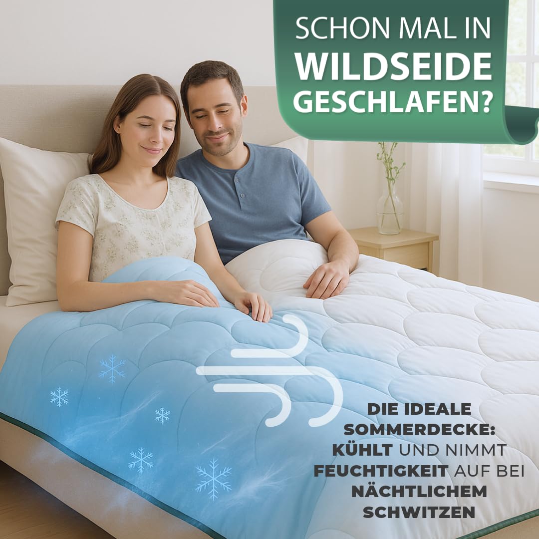 Welldora Sommerdecke 155x220 kühlende Wildseide Oeko-Tex Zert. Allergiker Kühldecke