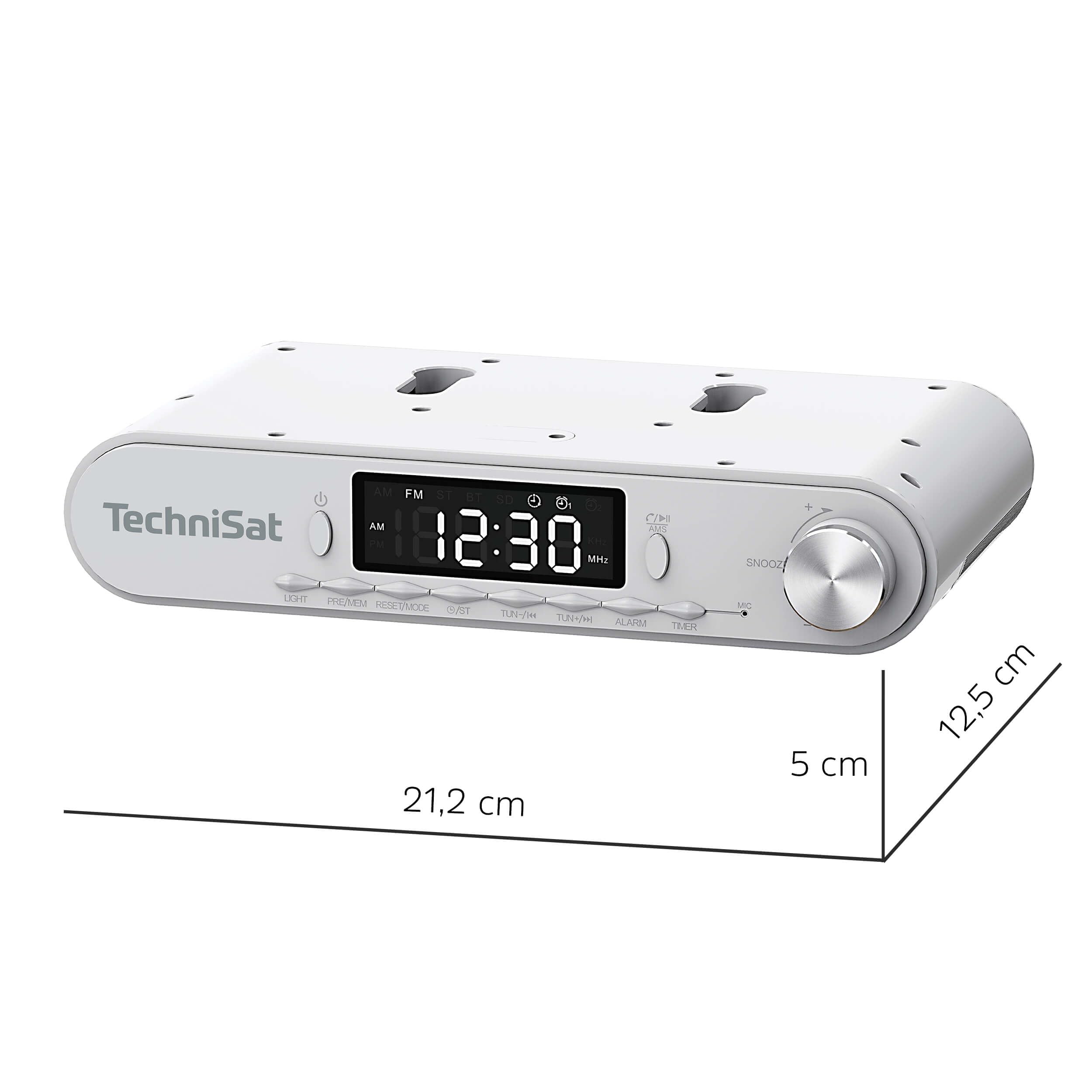TechniSat Viola Radio de Cuisine - encastrable avec FM | écran LED, lampe de travail, minuterie, Bluetooth, fonction réveil, mains libres, haut-parleur 5 W, blanc