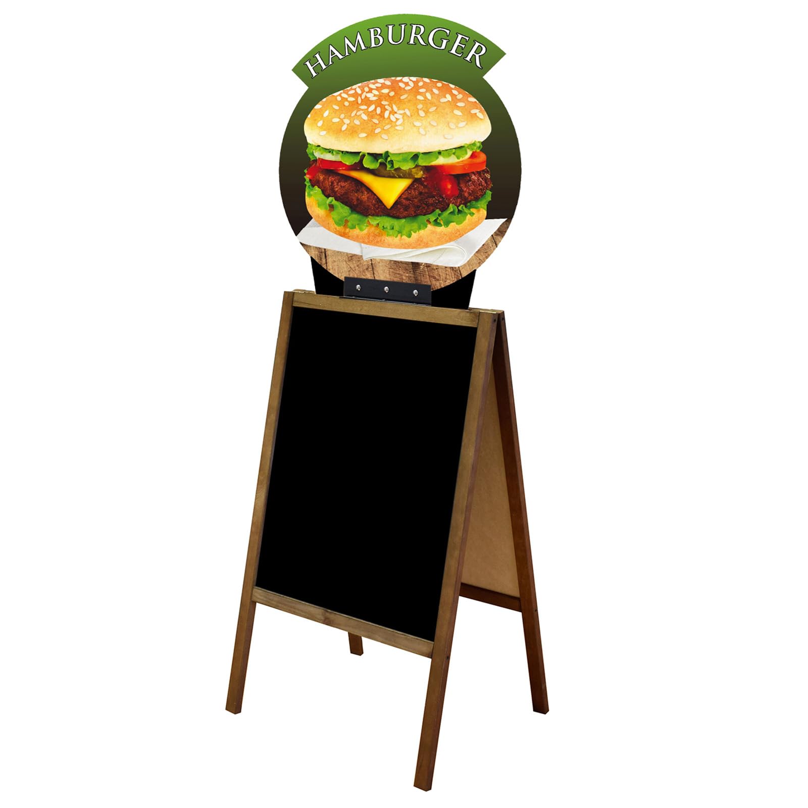 Cavalletto pubblicitario bifacciale 178 x 69 cm con lavagna HDF e struttura in legno per bar, gelateria, pizzeria e ristorazione (2. Tazza di caffè)
