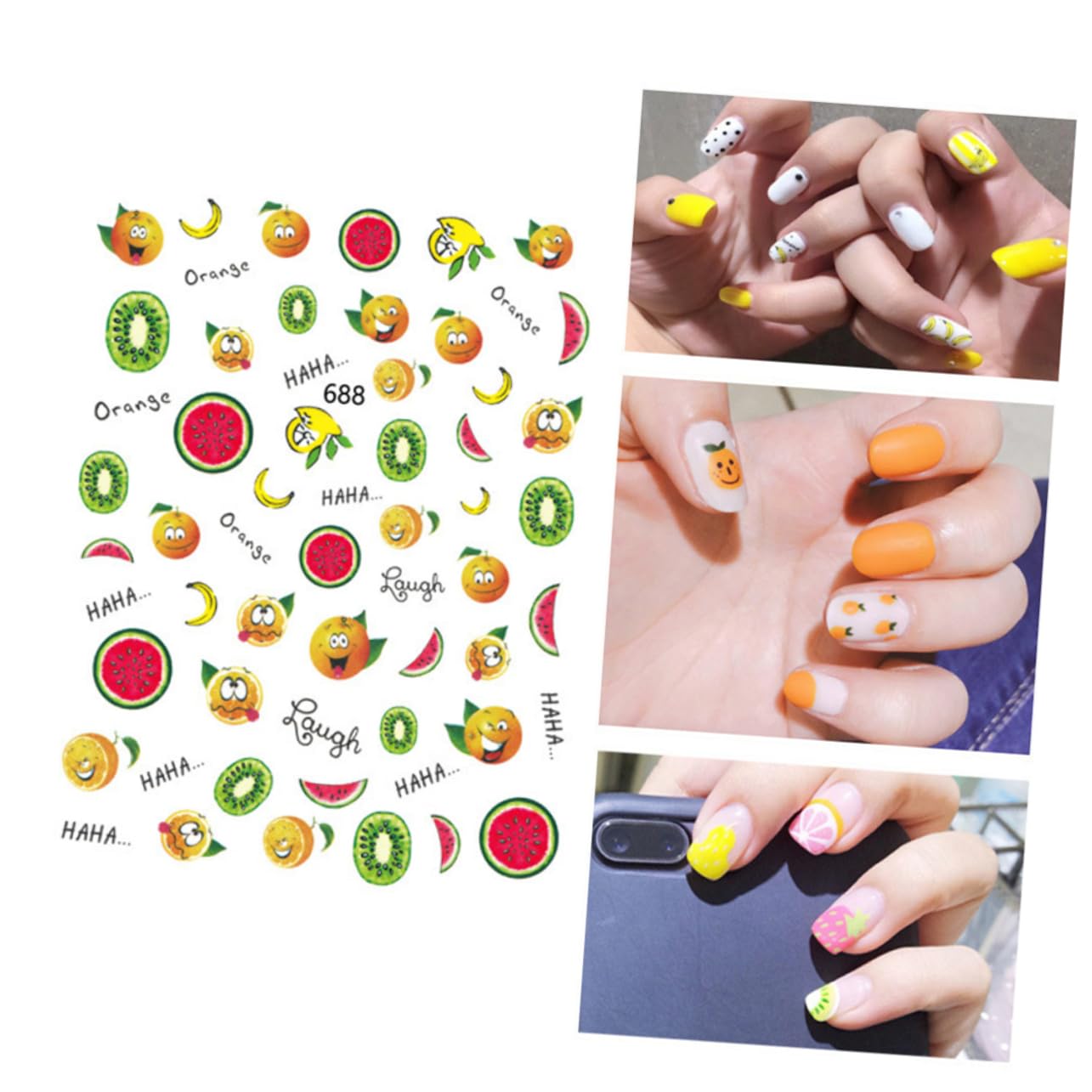 3 Set Adesivi Per Unghie Con Design Frutta Stickers Tema Per Decorazioni Manicure Stile Unico Per Donne E Ragazze Casual 12 Fogli*3