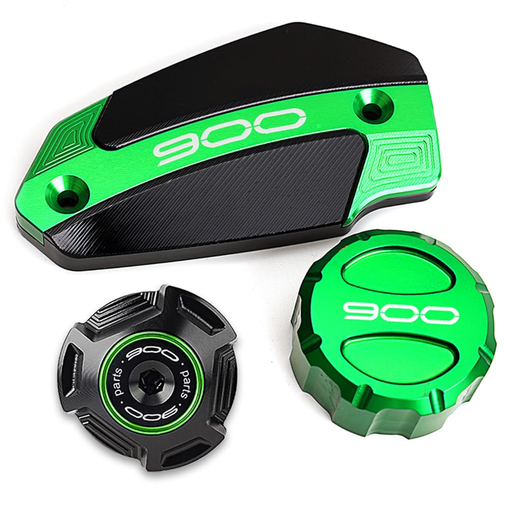 Per KAWASAKI Z900 Z 900 2017-2025 Copertura in alluminio per moto accessori anteriore posteriore del serbatoio del liquido freni tappo di riempimento dell'olio motore protettore (Verde)