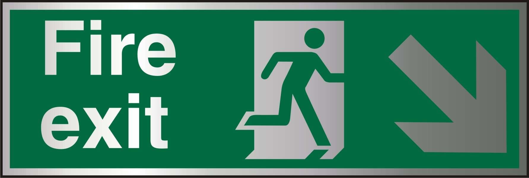 Fire Exit Sign Down Right Arrow Adhesive Aluminium 10 x 30 cm