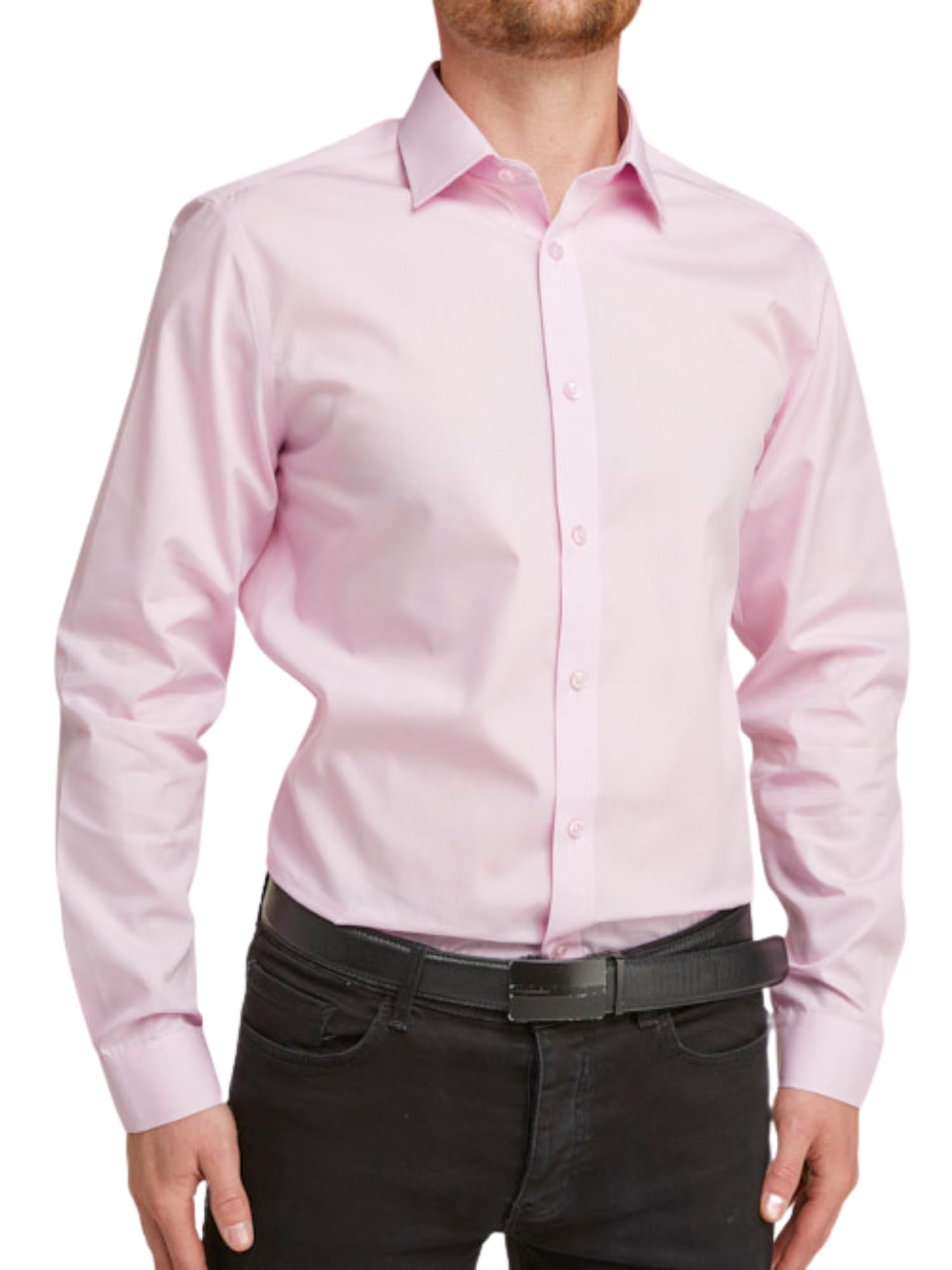 Double TWO Slim Fit Wrinkle Free Shirt in Pink in Collar 17