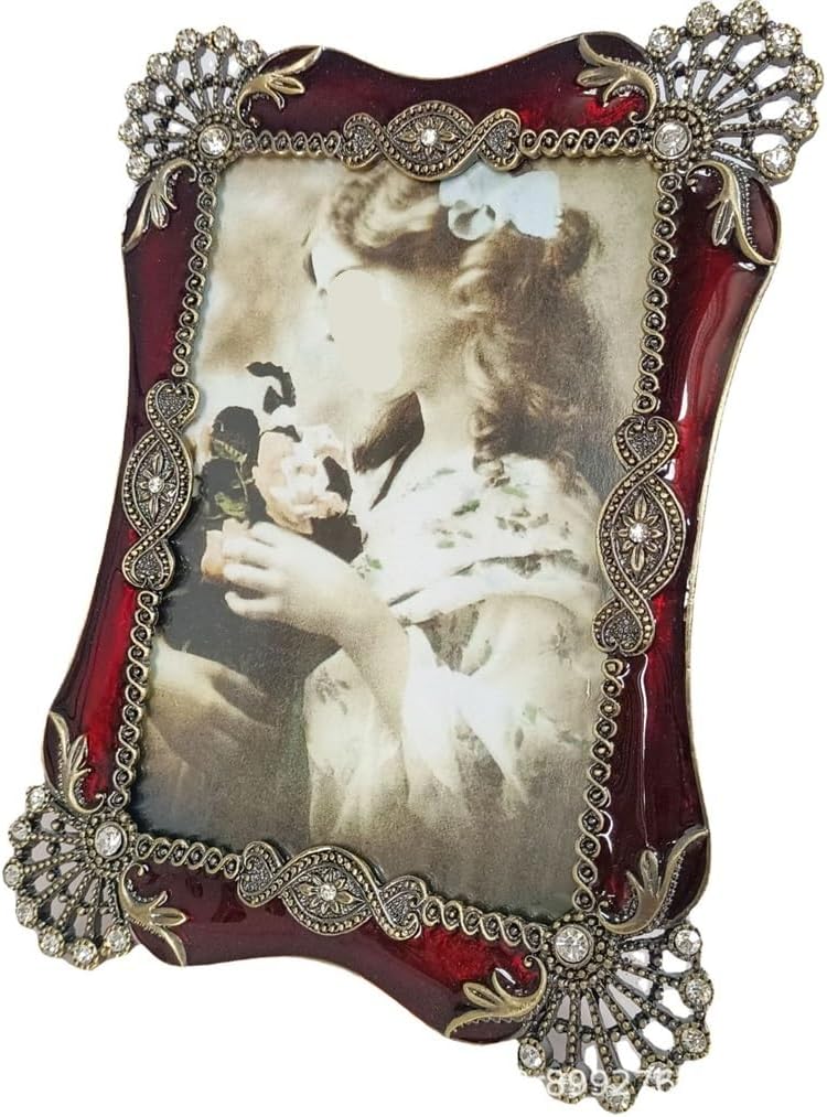 Vintage Wine Red Metal Frame With Decorative Embellishments For Home Furnishings