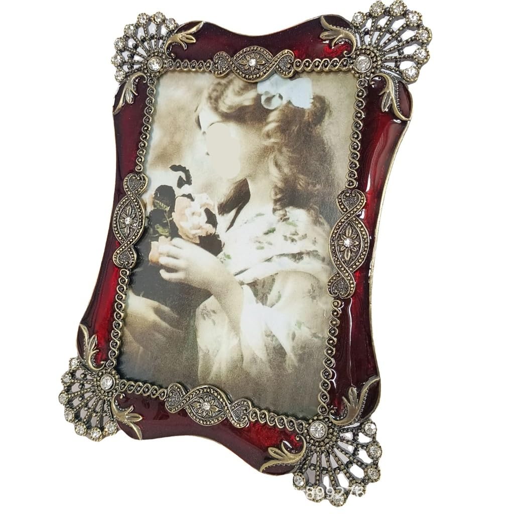 Cadre en métal rouge vin vintage rétro 7 inches décoration maison