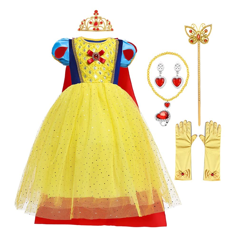 MYRISAM Kostium Królewny Śnieżki z peleryną, dziewczynka, sukienka księżniczki, urodziny, karnawał, Boże Narodzenie, Halloween, Cosplay, sukienka na imprezę, wesele, długa tiulowa sukienka balowa