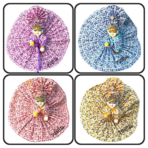 Image of Partish Laddu Gopal Cotton Poshak with Pagdi for Summers, Pack of 4 (Size 4) l Ladoo Gopal Dress l Bal Gopal l Kanha Ji Thakur Ji Dress