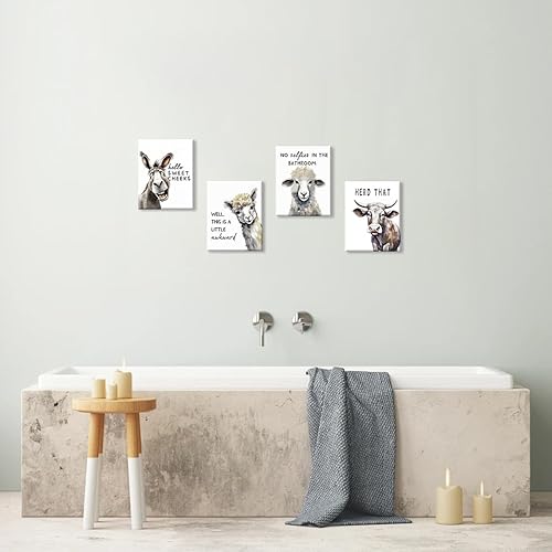 Miniatura 8 de Western Highland - Arte de pared de vaca de las tierras altas del oeste, decoración de baño de estilo rústico retro, divertidos pósteres de lona de