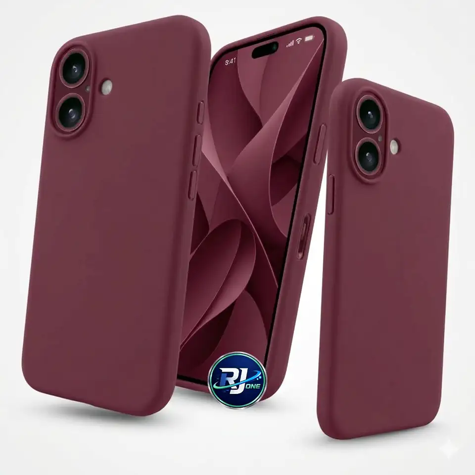 Capa Premium Compatível com iPhone 17 – Capinha Silicone Aveludado, Proteção Anti-Impacto, Interior em Microfibra e Encaixe Perfeito. (VINHO)