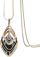 Merdia Triple Layer Pendant Necklace for Women - Long Boho Statement Rope Chain with Glass Pendant, Sweater Layering Jewelry