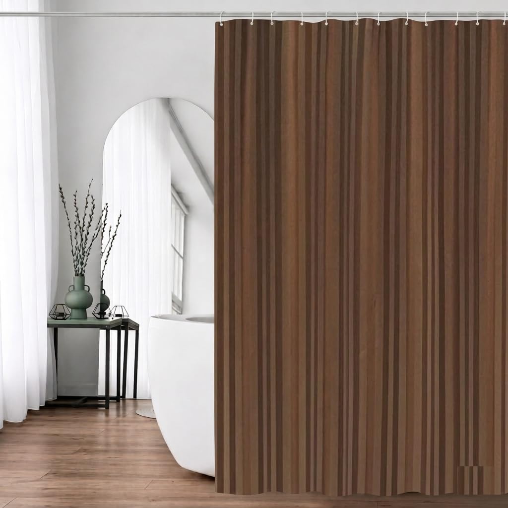 CASA FURNISHING Premium PVC Shower Curtain, Waterproof Bathroom Screen with 8 Hanging Hooks, Blackout Privacy Bath Curtain, Easy Clean Plastic Shower Divider | Coffee | 7 Ft (137 x 213 CM) | Pack of 1-image-20