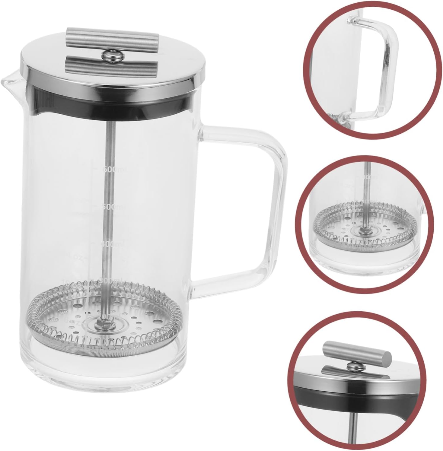 Coffee Press 600ml Stainless Steel Thick Bottom for Tea Filtering