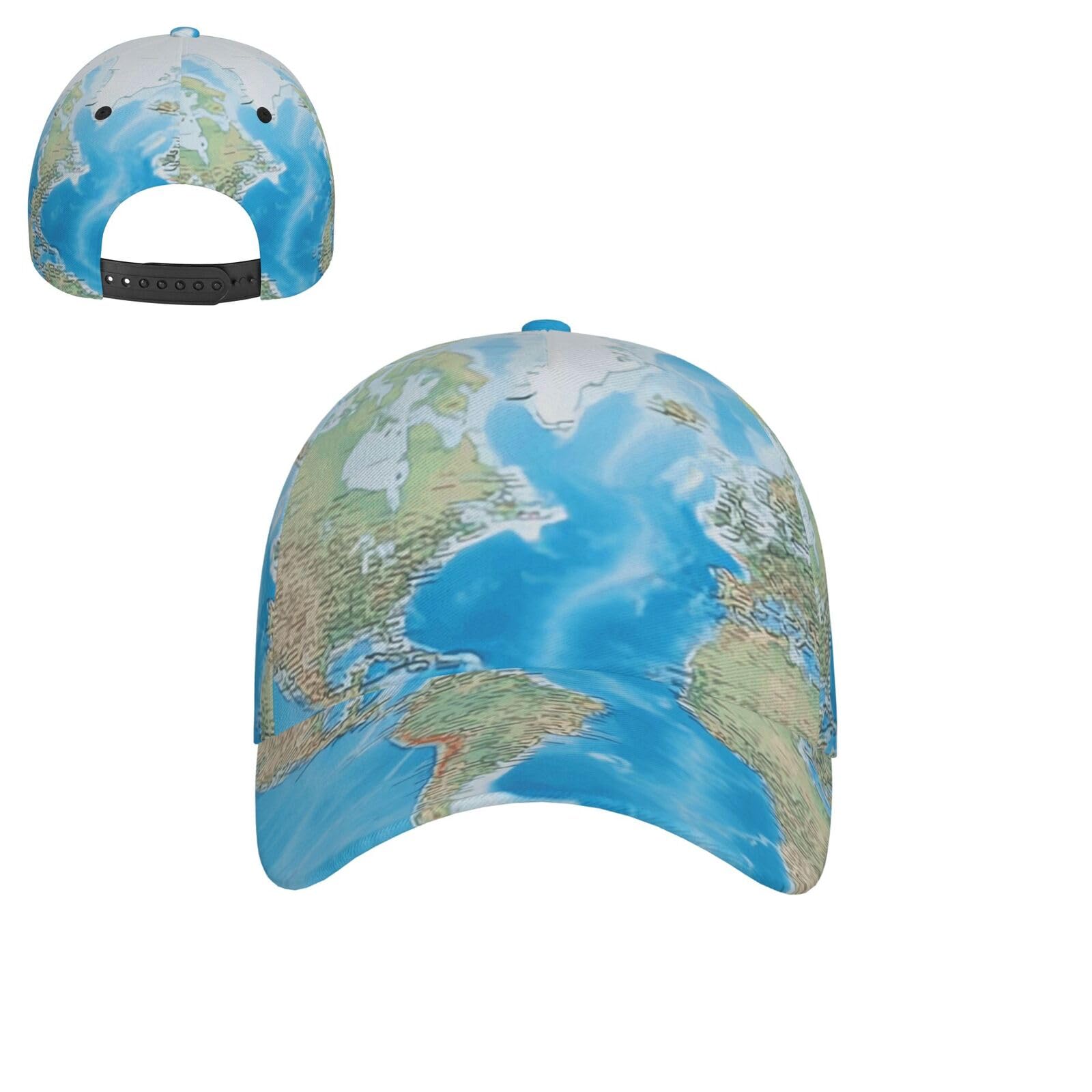 Mxdlkswpoh Unisex World Map Baseball Cap Adjustable Sun Hat Dad Hat Cotton Trucker Hat Classic Golf Hat