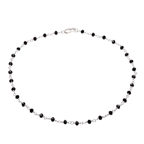 Joseph Brothers Handmade Black and White Beaded Necklace Short Chain Choker for Women, 15 Inches