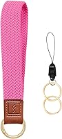 Vista 11 de Fishent Llavero elástico, bonito llavero de pulsera, cordón de muñeca tejido para llaves, llaveros para mujeres y hombres, llaves de automóvil