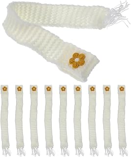 10 Piezas Mini Bufandas de Algodón Ajustables para Muñecas y Decoración DIY Accesorio Suave y Duradero para Botellas y Muñecos Color Blanco