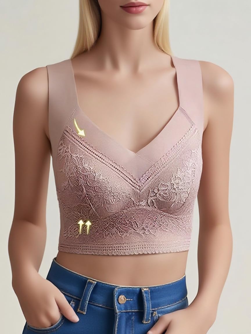 Wireless Bras Set for Women Floral Contrast Lace Comfy & Breathable Support Women's Bralettes Full Coverage Everyday Bras - Image 4