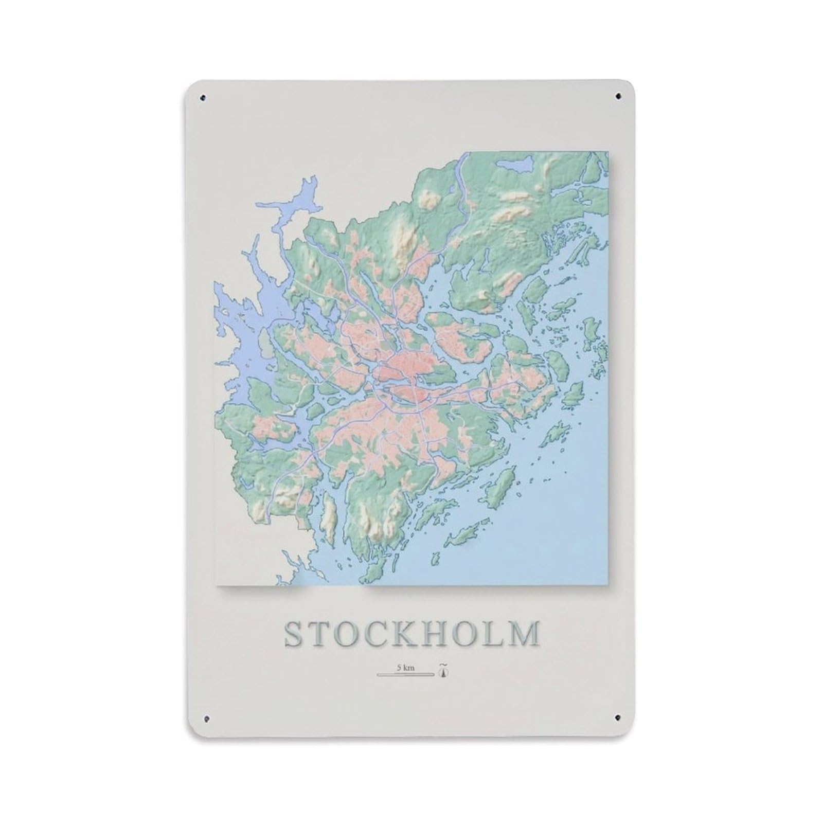 Okngb Style Stockholm Sweden Minimalist City Map Travel Cartography Metal Tin Sign Plaque Wall Decor For Cafe, Man Cave, Club Bar, Office, Home Garden Round Metal Poster 8X12inch