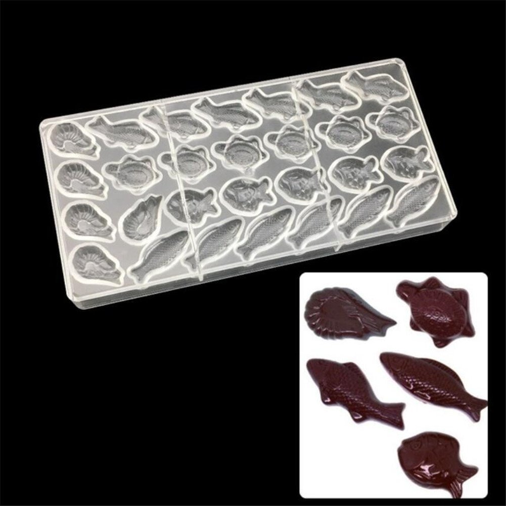 Valink Transparent Animal Shaped Polycarbonate Chocolate Mold, Fish Turtle, 14.5Cm X 28Cm X 2.5Cm, Diy Handmade Chocolate Pc Mold, Bakeware Pan For Jelly Soap Sweet Cake