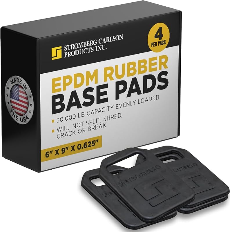 Kit com 4 Bases de Apoio para Macaco de Trailer Stromberg Carlson JBP-69.625 em EPDM, 15,2 x 22,9 x 7,6 cm, Preto