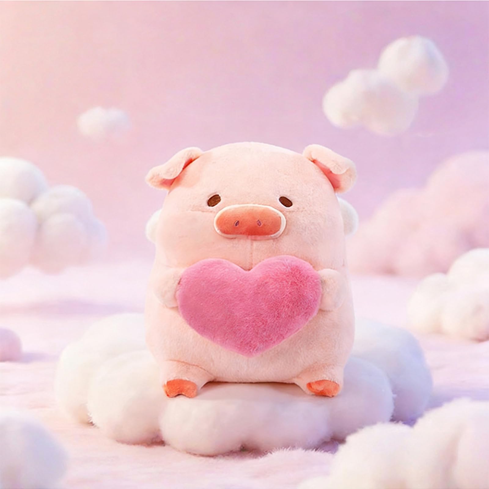 Niedliches Engel-Schwein Plüschtier, Rosa Schweinchen Stofftier mit Herz, Kawaii Cartoon Schweinepuppe, Weiches Kuschelkissen Geschenk für Mädchen (45cm)