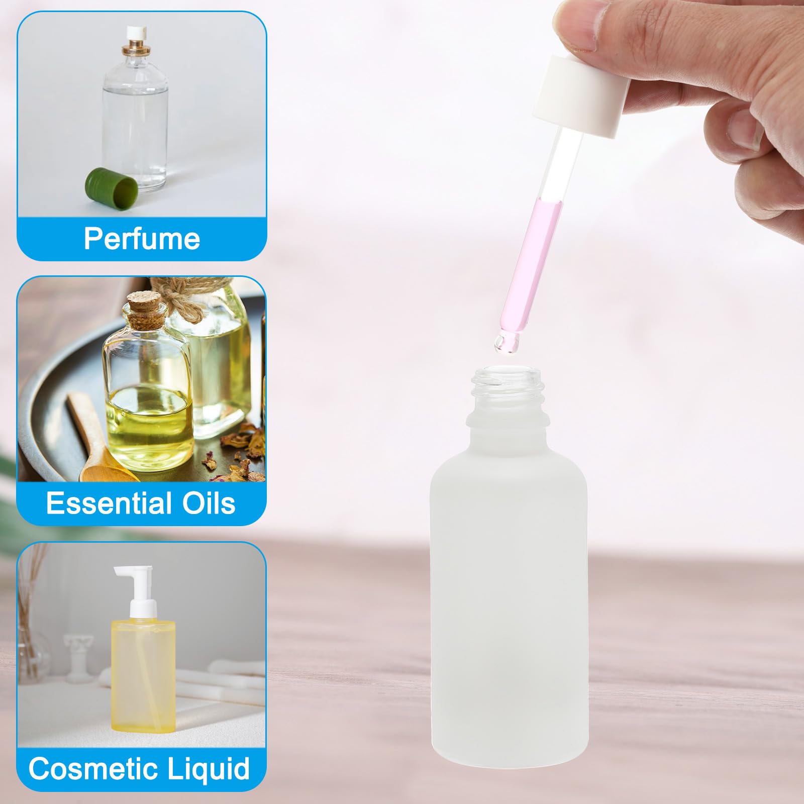 PATIKIL Frasco Gotero De Vidrio De 30ml 30 Piezas Recipiente Hermético Para Muestras De Aceites Esenciales Perfume Líquido Con Embudo Gotero Para Almacenamiento Hogar Viaje Blanco