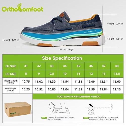 Miniatura 6 de OrthoComfoot Mocasines ortopédicos sin cordones para hombre mocasines casuales de lona para fascitis plantar con soporte de arco, cómodos zapatos